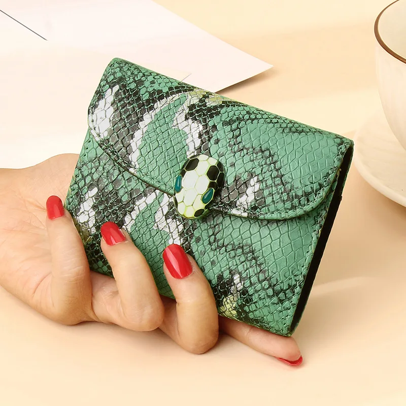 Новинка модный держатель для карт из натуральной кожи со змеиным узором и брелок