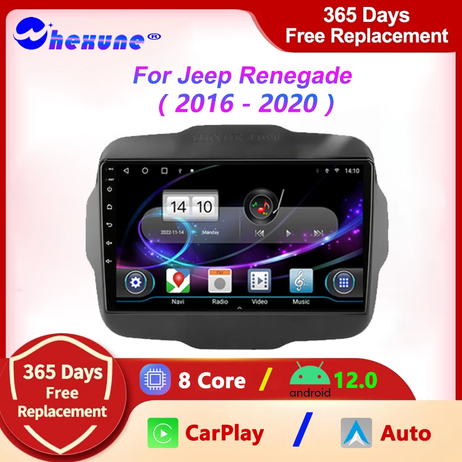 

Автомагнитола на Android 12, мультимедийный видеоплеер для Jeep Renegade 2016, 2017, 2018, 2019, 2020, автомобильный стерео GPS-навигатор, 2 Din Carplay