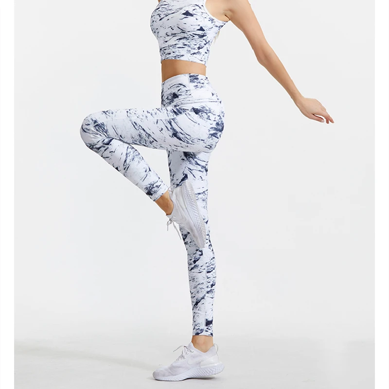 Women High Waist Tie Dye Sport Leggings Running Camouflage Tights Trouser Yoga Seamless Pants Gym Fitness Jogging Legging