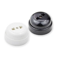 4pcs retro electrical socket round shaped wall outlet two hole vintage socket 10a black brown white free shipping