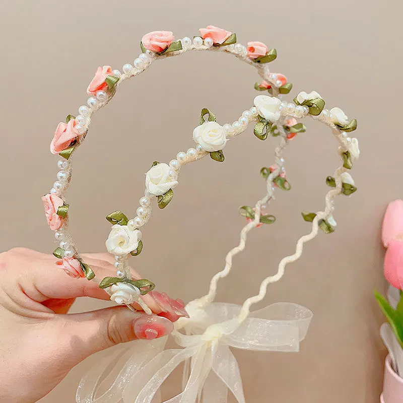 

Headbands For Kids Girl Princess Hairbands Yarn Flower Children's Headdress Hair Accessories Korean Handmade Wholesale