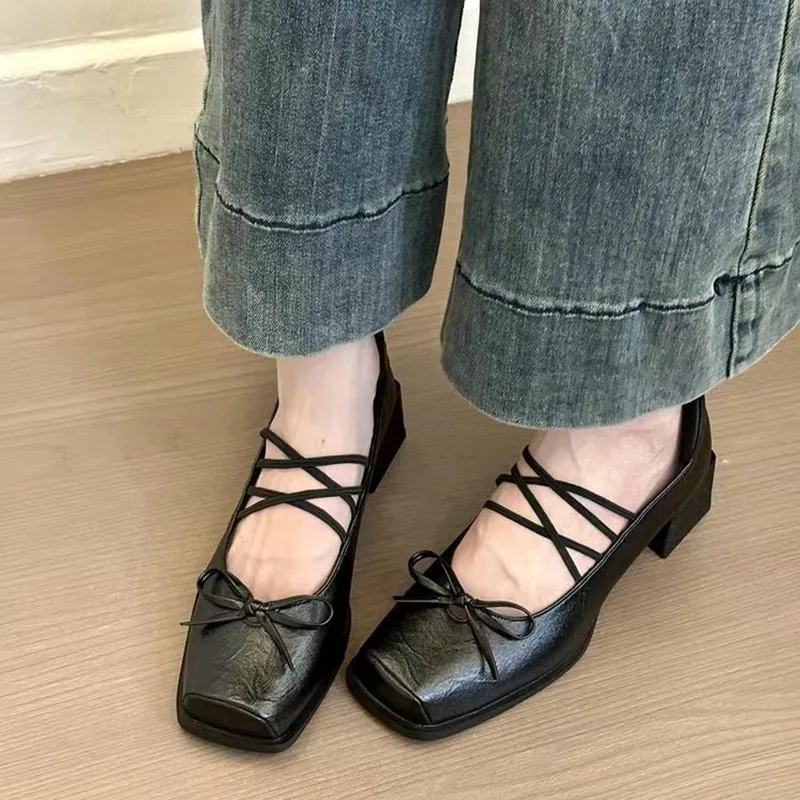 Туфли с бантом на блочном каблуке для женщин туфли-лодочки сандалии женские