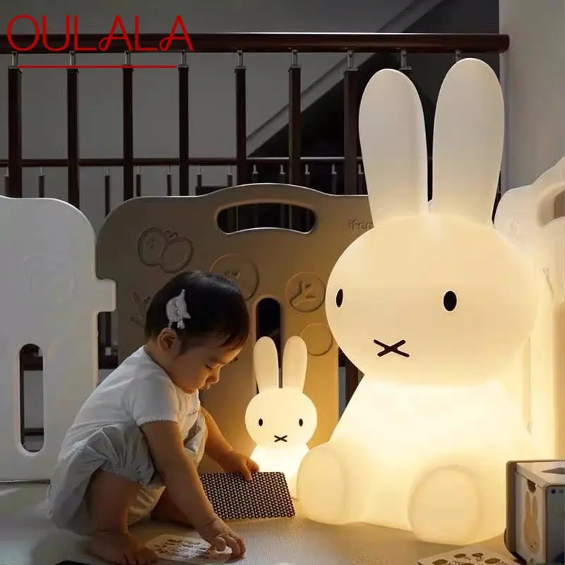 

OULALA Modern LED Night Light Creative Cartoon Rabbit Atmosphere Floor Lamp With Remote Decor for Home Children's Bedroom