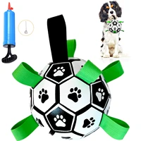 dog toys dog football with straps for interactive fetch tug games durable dog ball toy for water garden outdoors