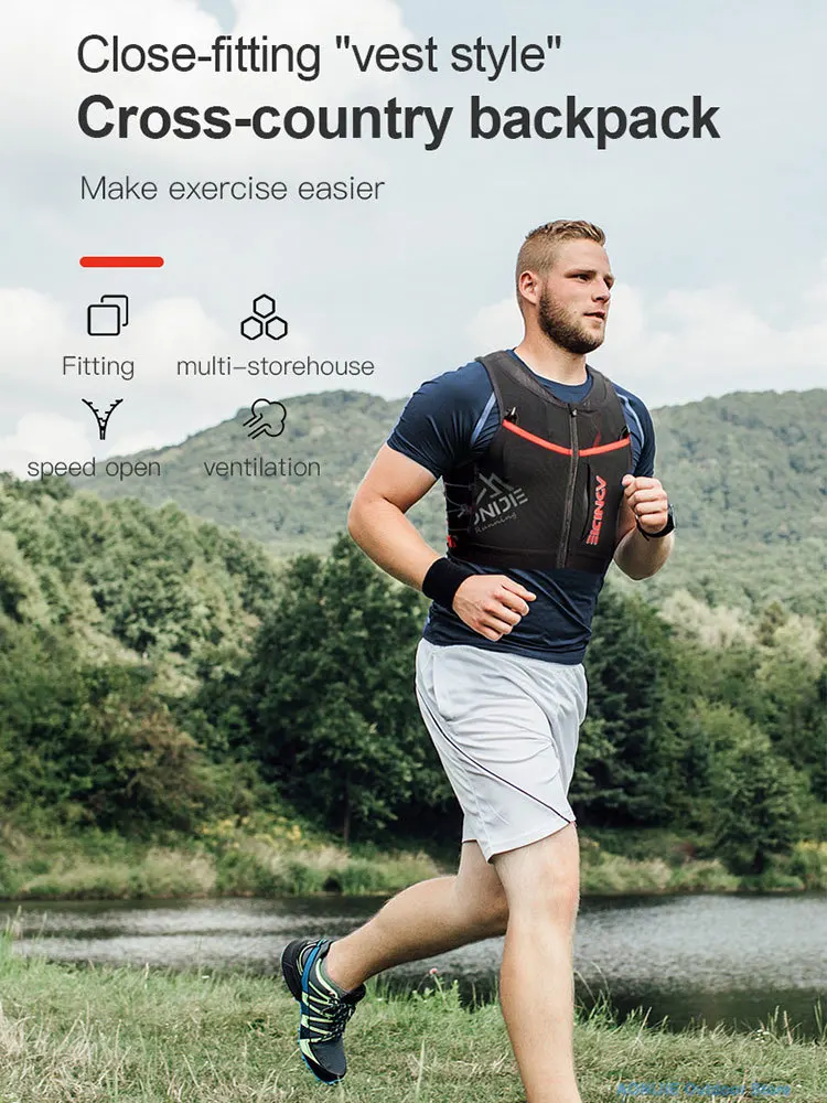 AONIJIE Running Vest Men Women Quick Dry Close Fitting Hydration Backpack Bag with Zipper for Marathon Hiking 6-10L C9106S