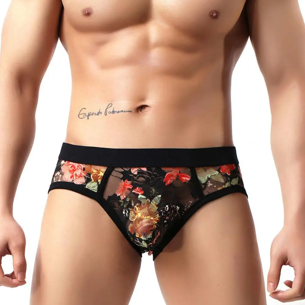 

Sexy Lace G-string Briefs for Men Underwear Floral Print See-through Lace Panties Men Thongs Briefs Underpants мужские трусы