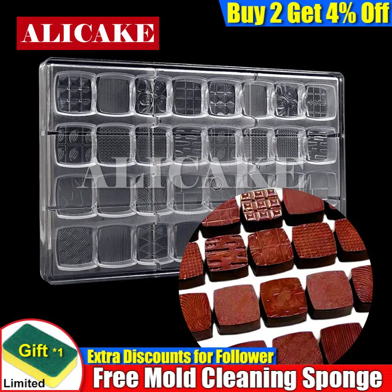 

32 Cavity Chocolate Mould Polycarbonate Chocolate Mold For Chocolates Molds 16 Shape Confectionery Form Tray Baking Pastry Tools