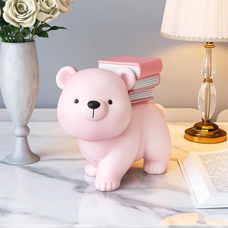 

Creative Bear Statue Figurine Nordic Living Room Decor Resin Cute Cartoon Sculpture Modern Office Desk Animal Crafts Gifts