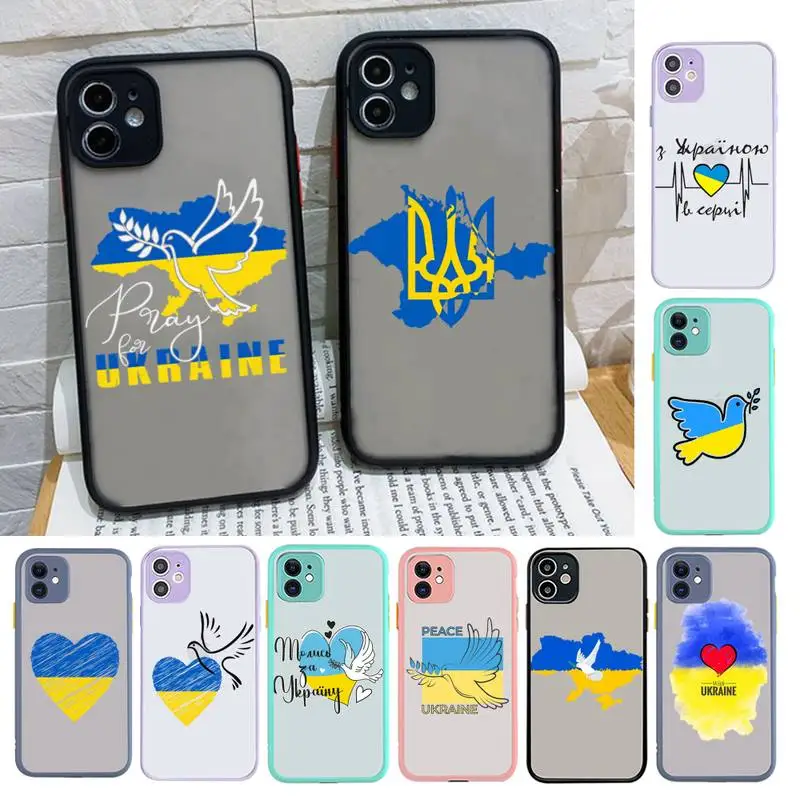 

New Ukraine Flag pattern print Phone Case for iPhone 14 X XR XS 7 8 Plus 11 12 13 pro MAX 13mini Translucent Matte Case