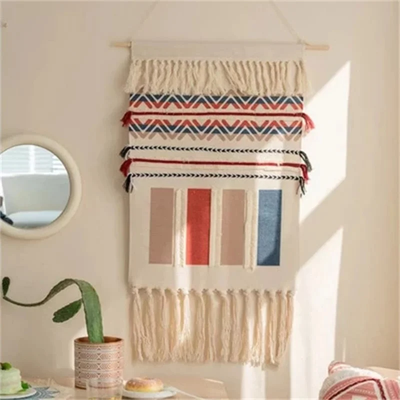 

Boho Tapestry Fabric Macrame Handmade Tassels Dorm Hotel Wall Hanging Cover Blanket Decor Home Stay Decoration Accessories Gifts
