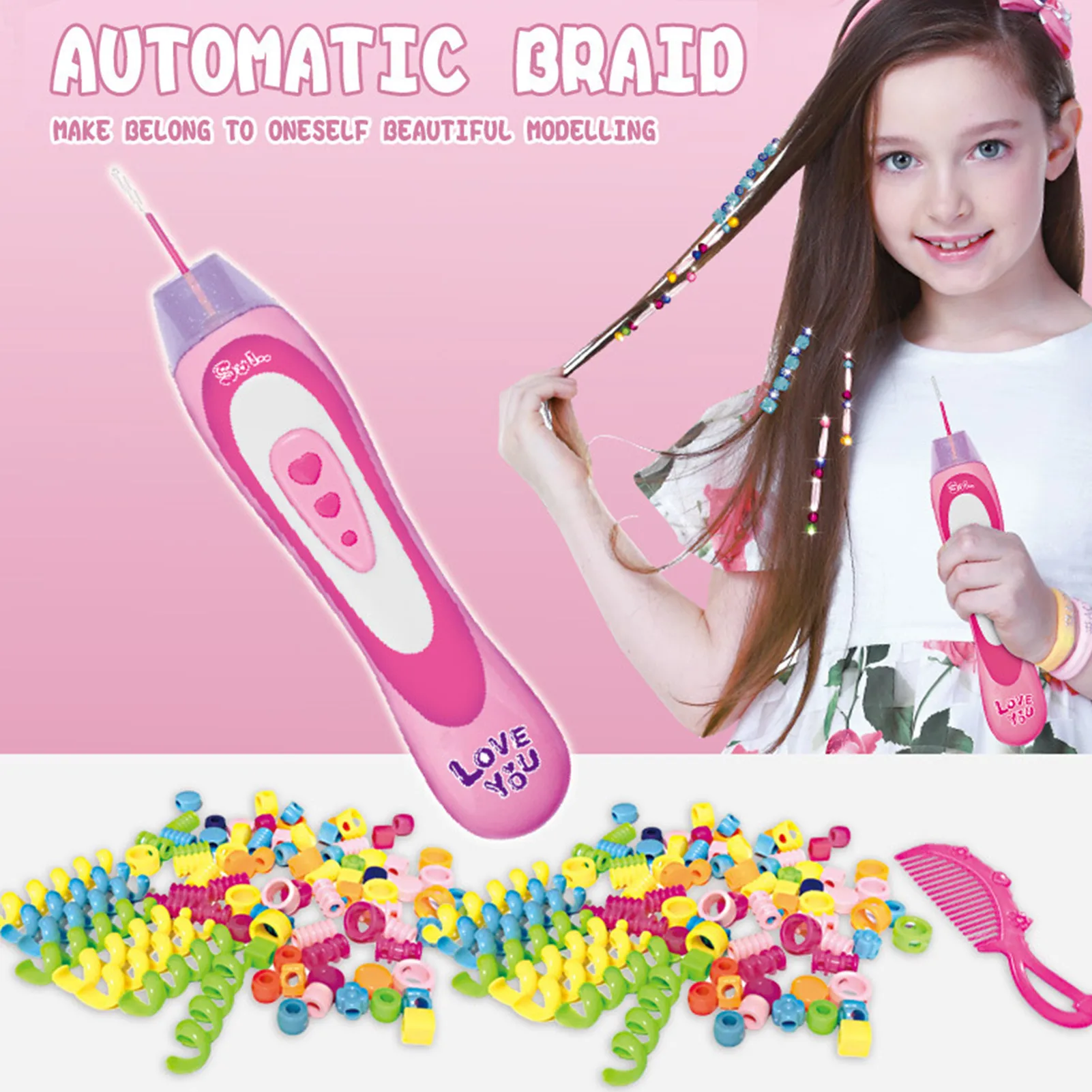 

Princess Dress Up Braids Playset DIY Hair Braiding Device With Colorful Hair Rope And Comb Little Girl Pretend Toy Grils Gifts