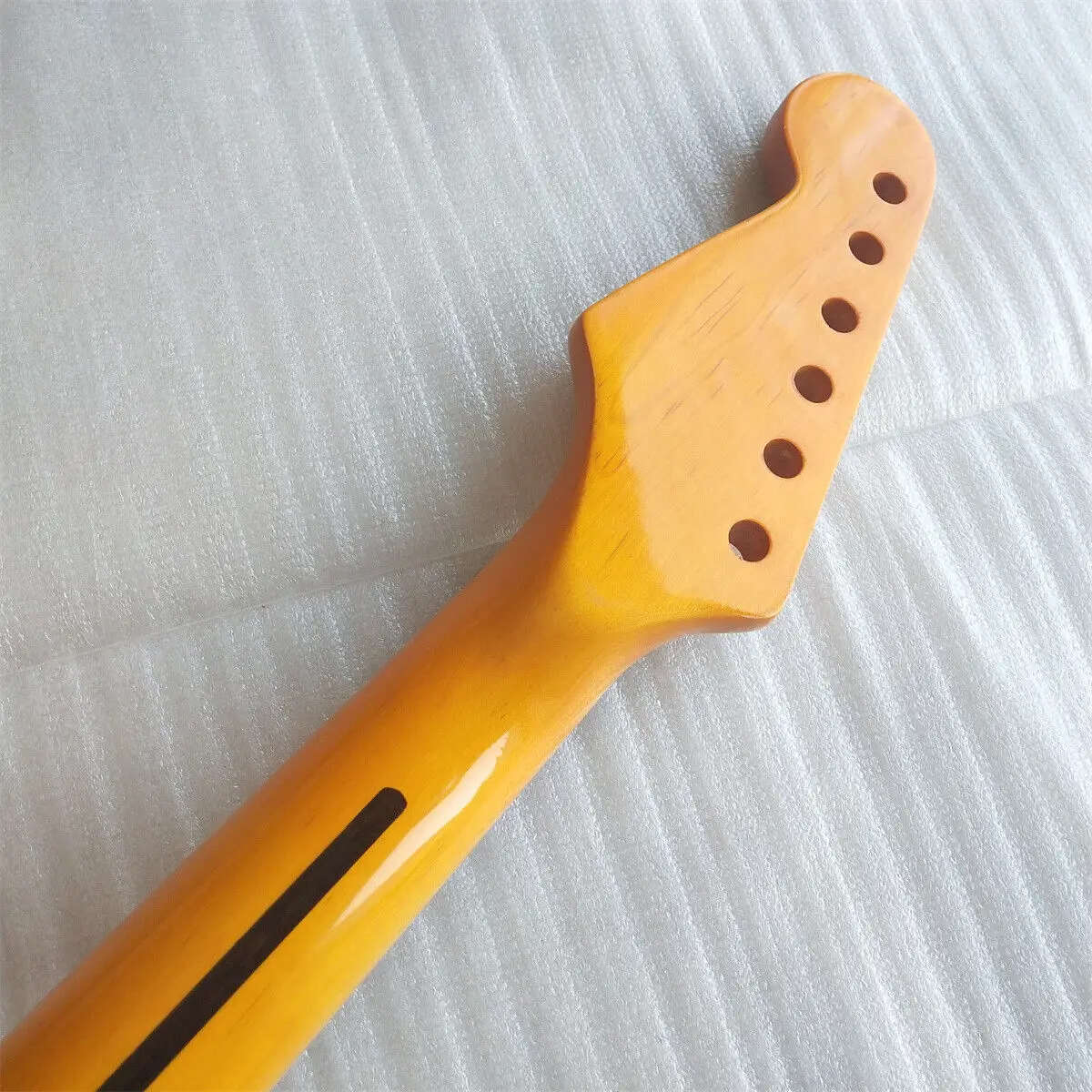 Yellow Full Scalloped Guitar Neck 24 Fret Maple Fretboard Locking Nut Part images - 6