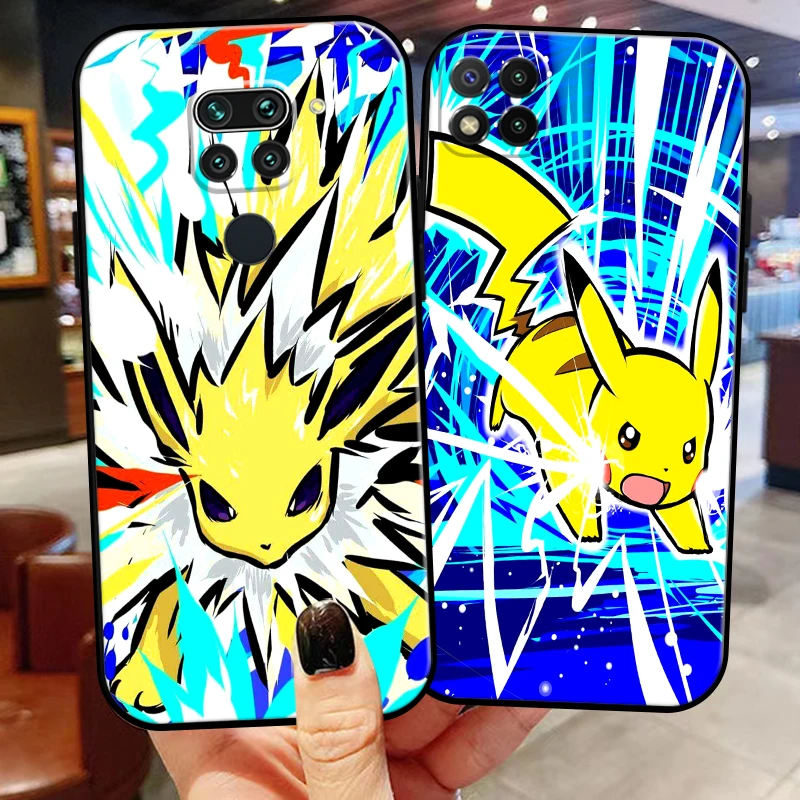 

Pokemon Pikachu For Xiaomi Redmi Note 9 Pro Max 9T 5G Phone Case Silicone Cover Coque Soft Funda Black Liquid Silicon