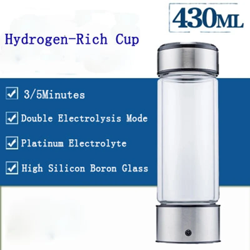 

Titanium Portable Hydrogen-Rich Water Cup Water Ionizer Maker/Generator Super Antioxidants ORP Hydrogen Water Bottle 420ML