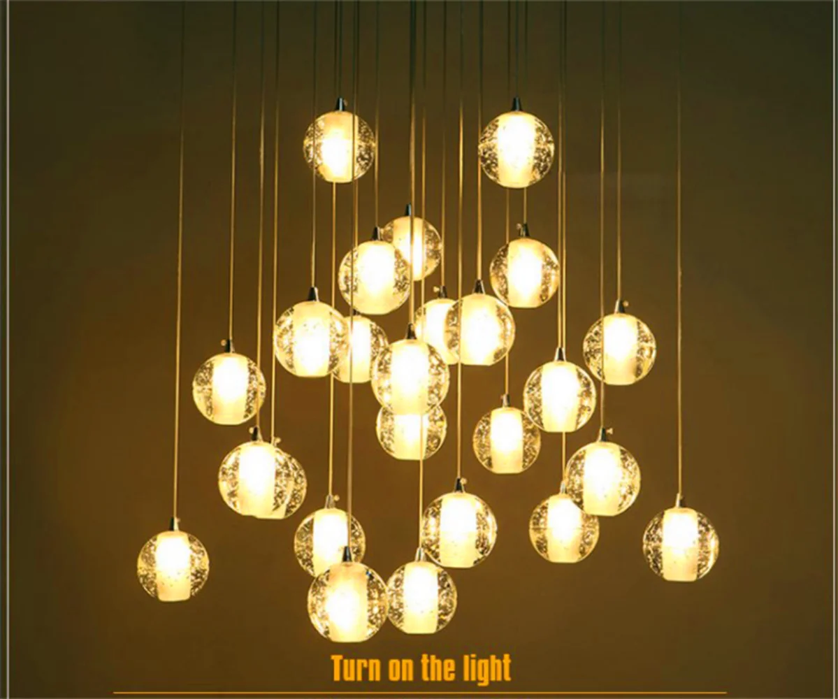 

LED pendant lamp Creative Crystal modern Nordic Ball Living Diningroom Decoration Ladder Stair Indoor Decor Hanging Lamps