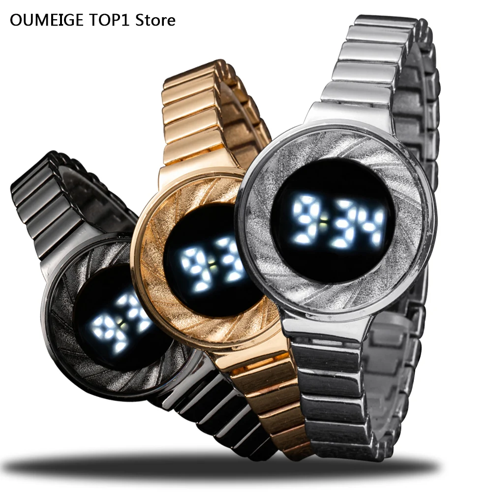 Digital Watches Women Spiral Dial New Design Electronice LED Wristwatch Alloy Strap Girls Watch Clock reloj mujer montre femme