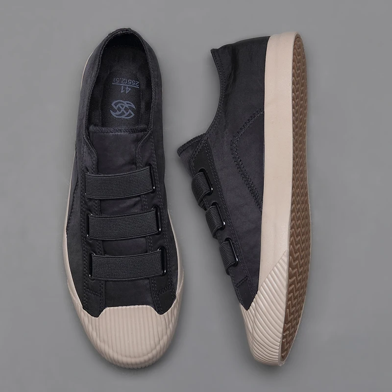 Ebulapn Breathable Canvas Casual Sneaker Shoes Elastic Band Men Designer Loafers Youth Trend Simple Joker Flats M20239
