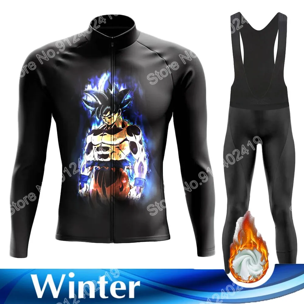 

2022 Cartoon Anime Cycling Jersey Winter Set Mens Japan Vegeta Cycling Clothing Road Bike Thermal Jacket Suit MTB Ropa Ciclismo