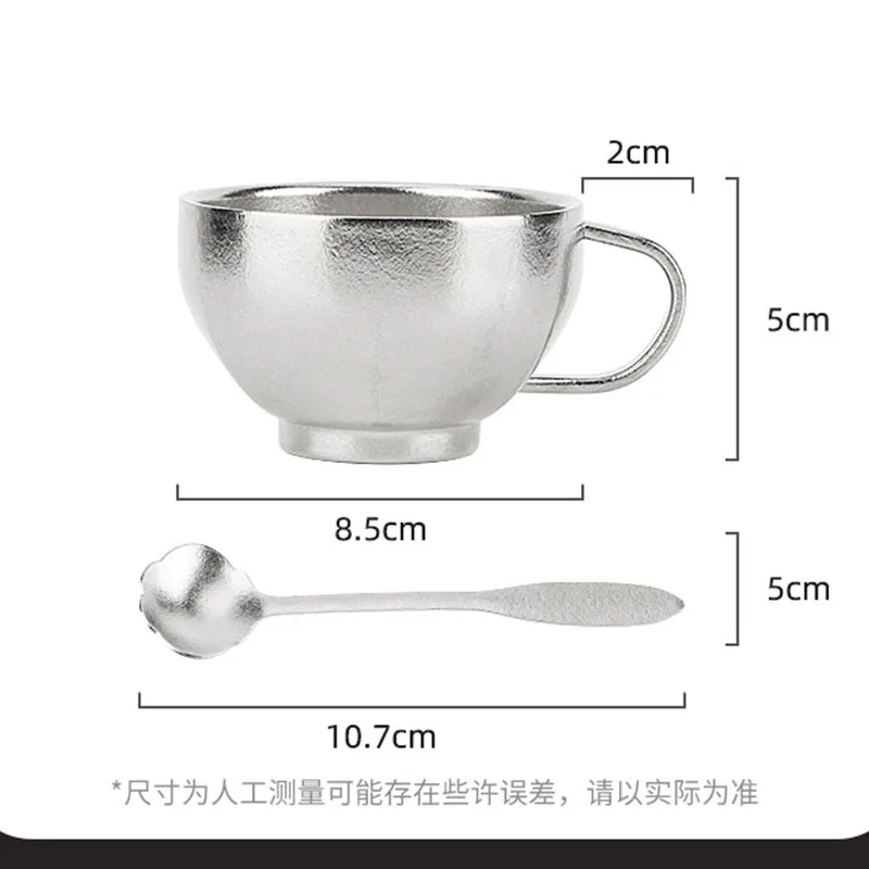 Кофейная кружка, 130 мл, кружка для пива с ложкой, ручкой, двухслойный чистый титан, теплоизоляционная, антибактериальная посуда для напитков, мини-чашка для воды (art.: 3920d3391f7cb) - 3920d3391f7cb