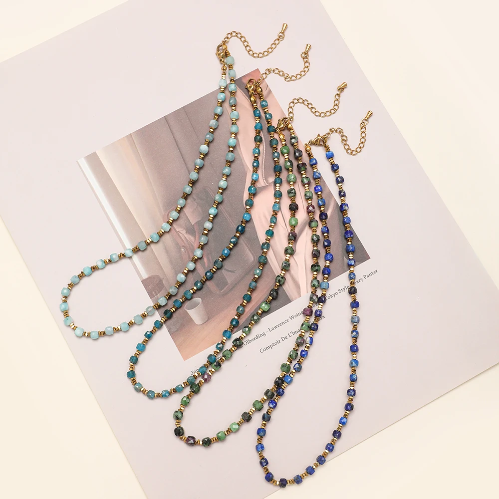 Ожерелье ZMZY с ограненным аметистом 4 мм Женское из натуральных камней и бисера