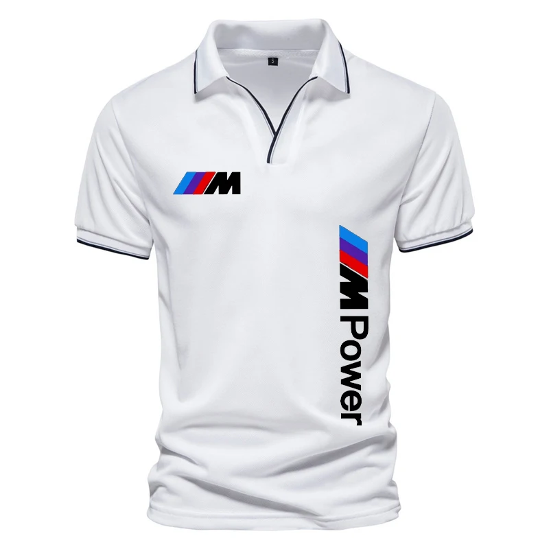

Summer New Men's Fashion Short Leeve BMW M sports car logo printing solid color v neck 100% cotton Men's T-shirt Men's tops
