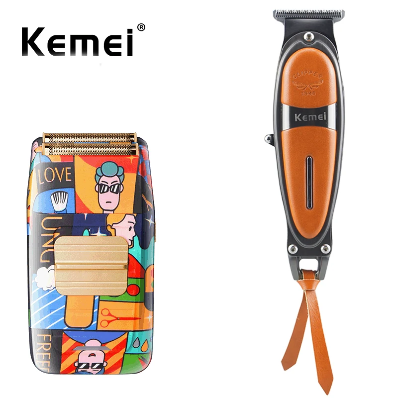 

Профессиональная машинка для стрижки волос Kemei, электрический триммер для бороды для мужчин, литиевая мощная Регулируемая машинка для Фини...