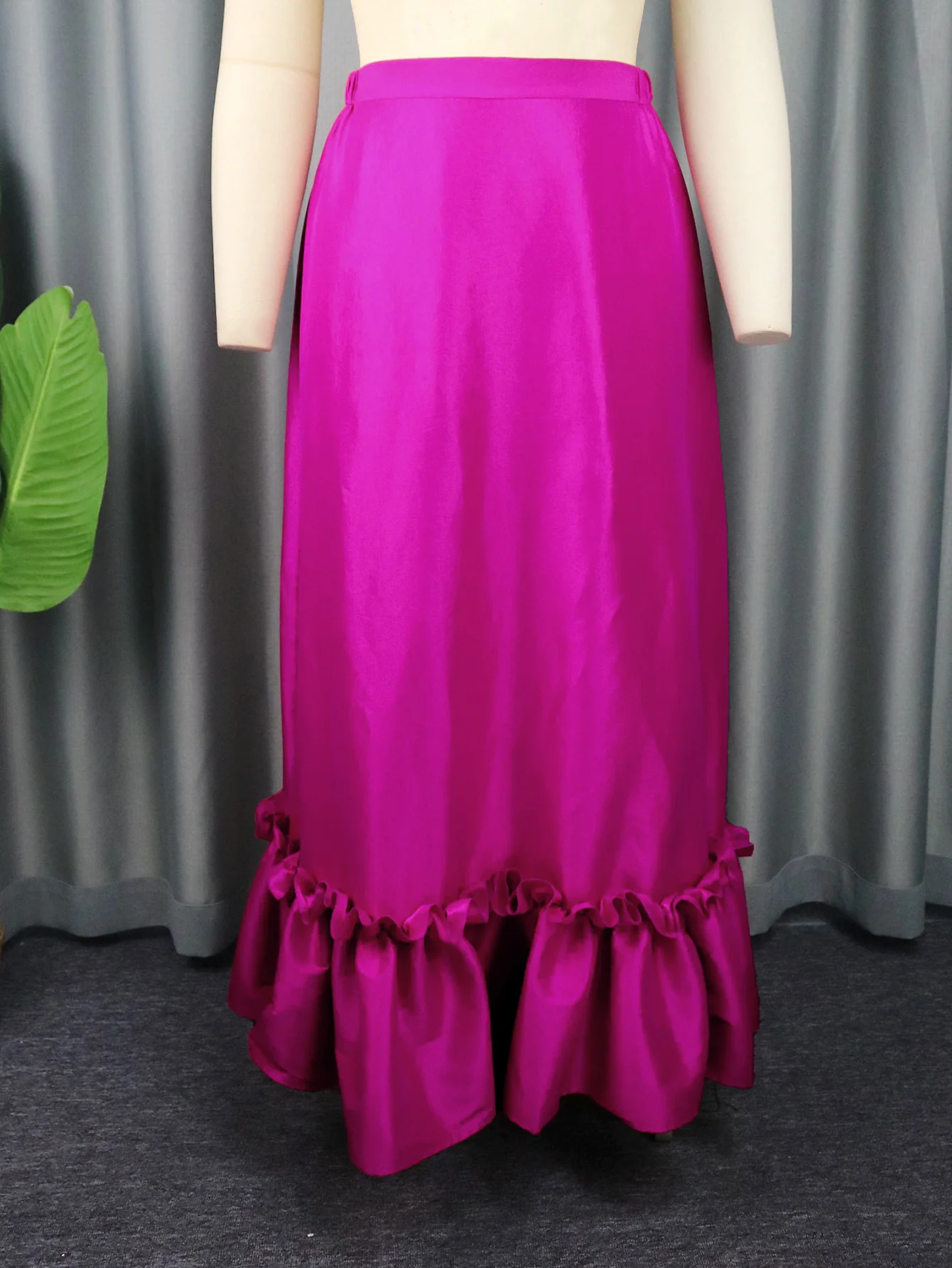 Plus Size Skirt New 2023 Large Long Hemline Pleated Dress Fashion Versatile Boutique Solid Color Loose Rose Women's Skirt