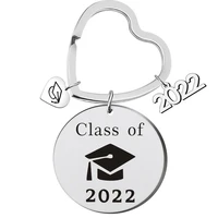 2022 new graduation jewelry class of 2022 graduation season stainless steel round key chain silver necklace