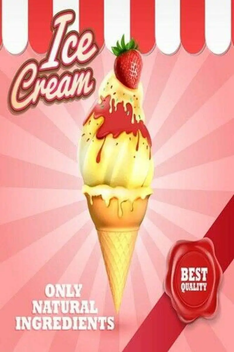 

Vintage Tin Poster Homemade Ice Cream Only Natural Ingredients Metal Tin Sign 8X12 Inch Retro Art Home Bar Restaurant Garage Ga