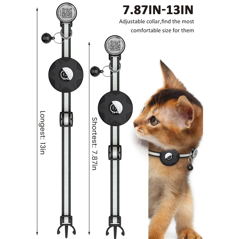 Ошейник для кошек с чехлом Apple Airtag и QR ID Tag двойной защитный ошейник котенка Gatos Puppy