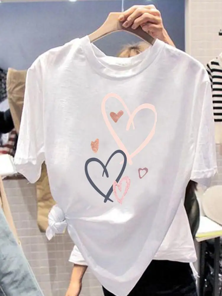 

Summer T Love Heart Trend 90s Clothing T-shirts Short Sleeve Women Print Fashion Casual Clothes Ladies Female Graphic Tee