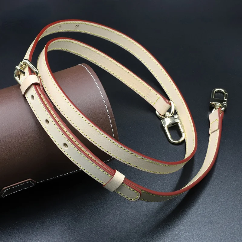 1-2-5-10PCS Cow Hide Leather Shoulder Bag Strap 125CM Long Adjustable Crossbody Strap Beige Color Female Bag Belt Accessories