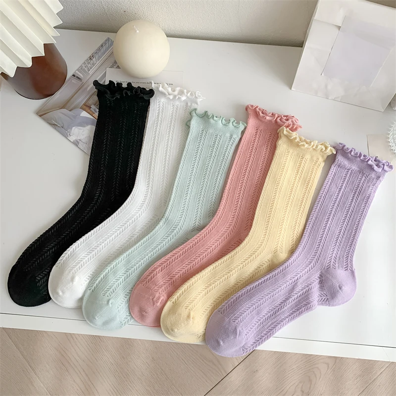 Женские Летние Тонкие Носки Карамельного Цвета