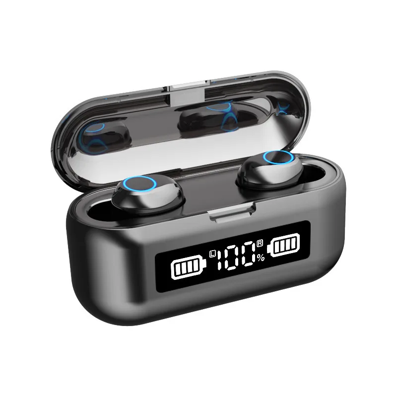 

F9 True Wireless Bluetooth 5.1 Digital Display Binaural In-Ear Earbuds Sports Waterproof Stereo Digital Display Touch Headphones