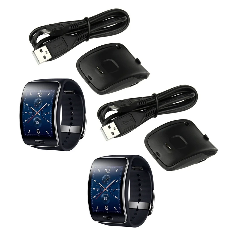 

2 шт. для зарядного устройства Gear S R750, док-станция для портативного зарядного устройства с USB-шнуром для смарт-часов Samsung Gear S R750