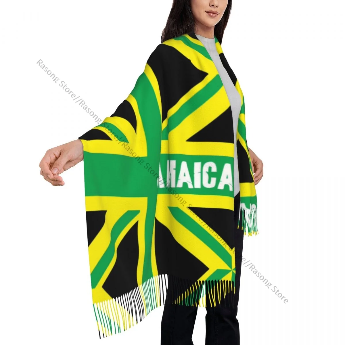 Шарф с кисточками большой зимний женский кашемировый шарф 196*68 см из пашмины