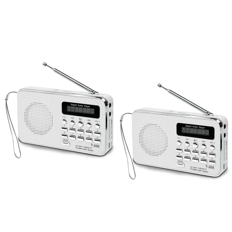 

2X Portable Mini Am Fm Radio Stereo Speaker Support Sd/Tf Card With Usb(White)