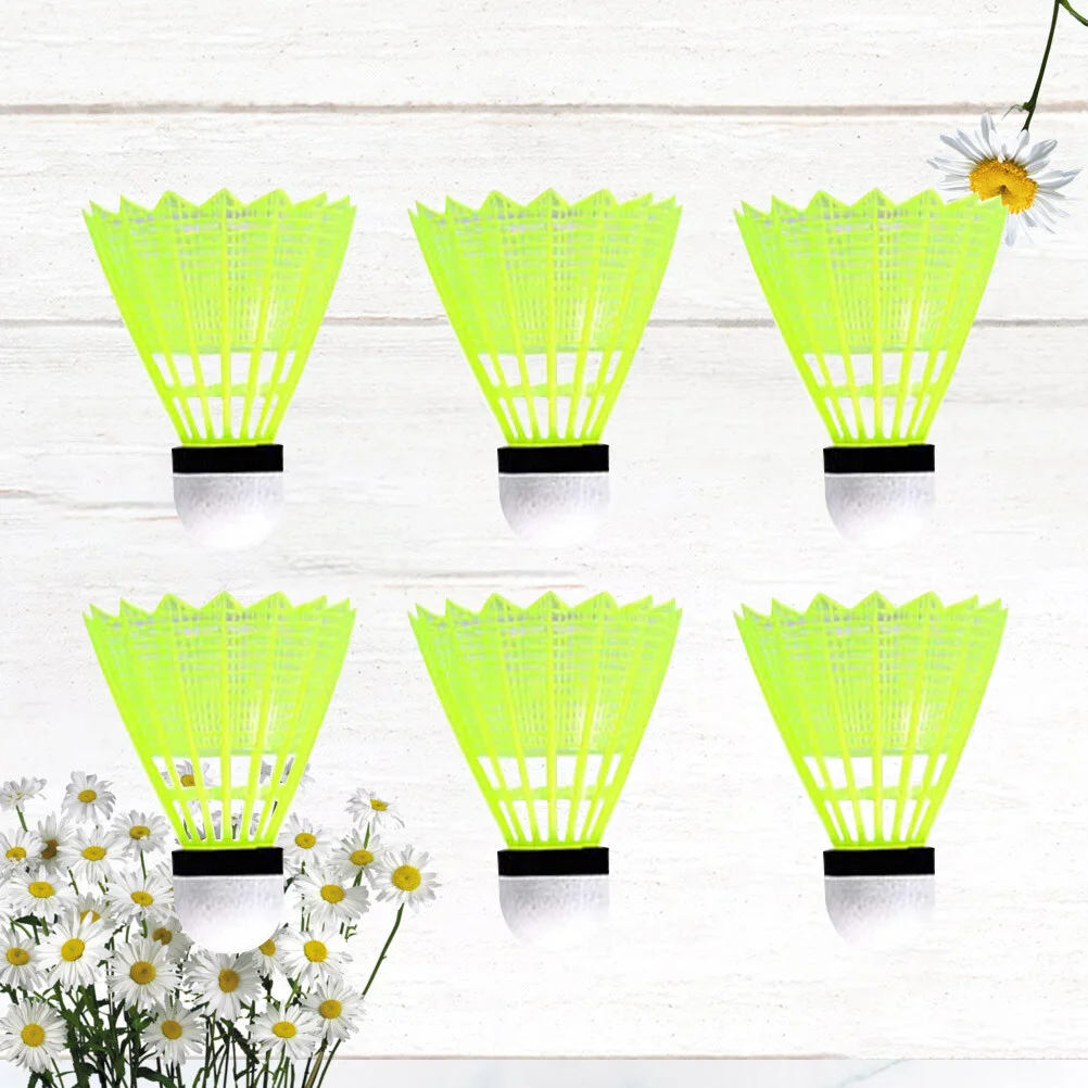 

6PCS Yellow Durable Playing Shuttlecocks Badminton Shuttlecocks for Outdoor Fitness Sports School