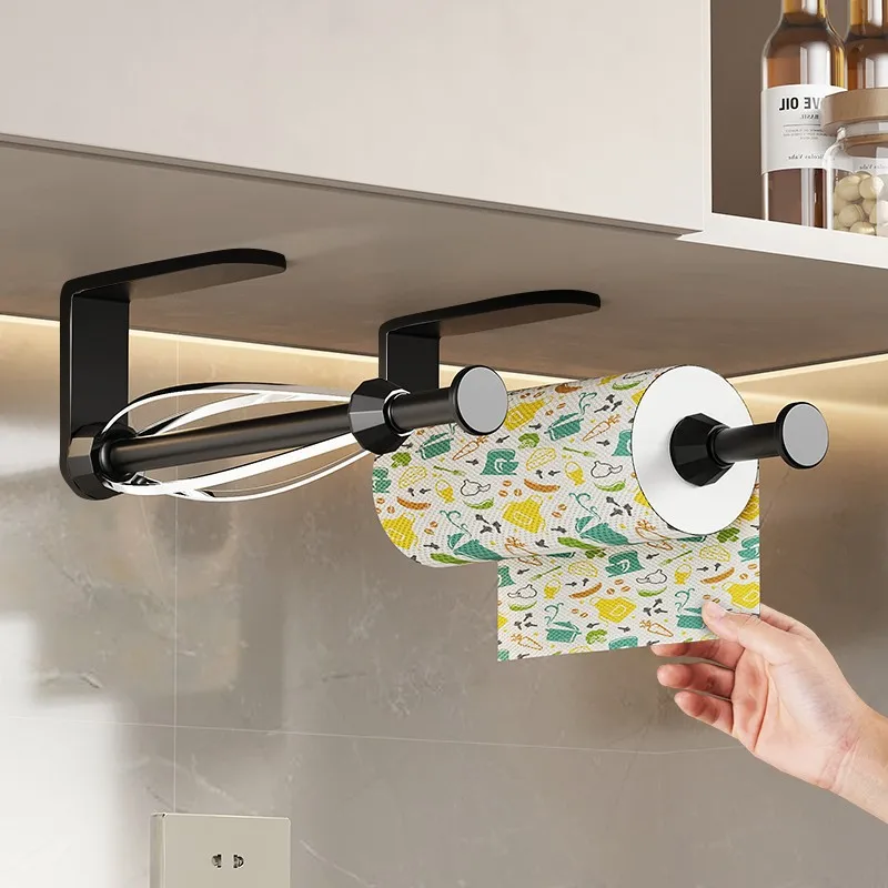 

Non Punching Kitchen Tissue Holder Roll Holder Under The Cabinet Storage Rack Special Paper Oil Absorption And