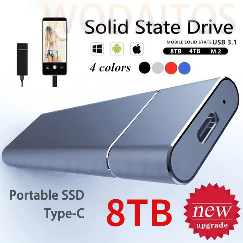 

Высокоскоростной внешний твердотельный накопитель M.2, 8 ТБ, 4 ТБ