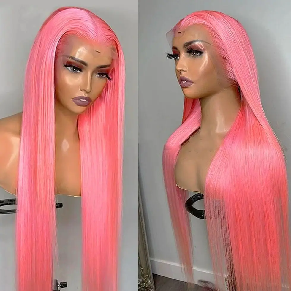 

Bone Straight Pink Wig 13x4 Lace Front Human Hair Brazilian Remy 13x6 Colored Lace Frontal Human Hair Wigs For Women Pre Plucked