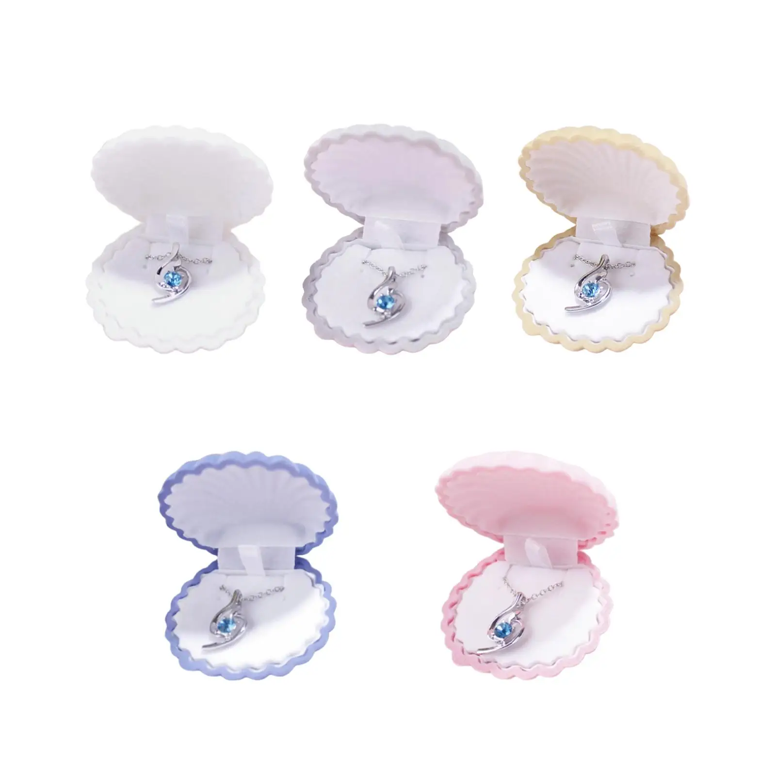

Jewelry Storage Box Necklace Pendant Tray Portable Shell Shape Showcase for Anniversary Party Engagement Birthday Ornaments