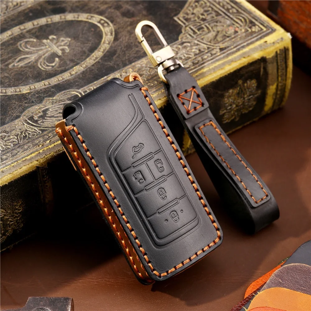 

Genuine Leather Remote Smart Key Fob Cover Case Shell Holder Keychain for GAC Trumpchi GS3 GS4 GS7 GS8 GM8 GS5 GA6 GM6 GM8 M6 M8