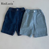 rinilucia summer girls boys korean fashion all match knee length pants girl children solid casual trend straight trousers