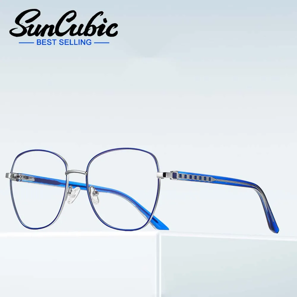 

SunCubic Metal Optical Eyewear Women Reading Eyeglasses Oversized Myopia Butterfly Anti Blue Light Glasses Frame JS6614