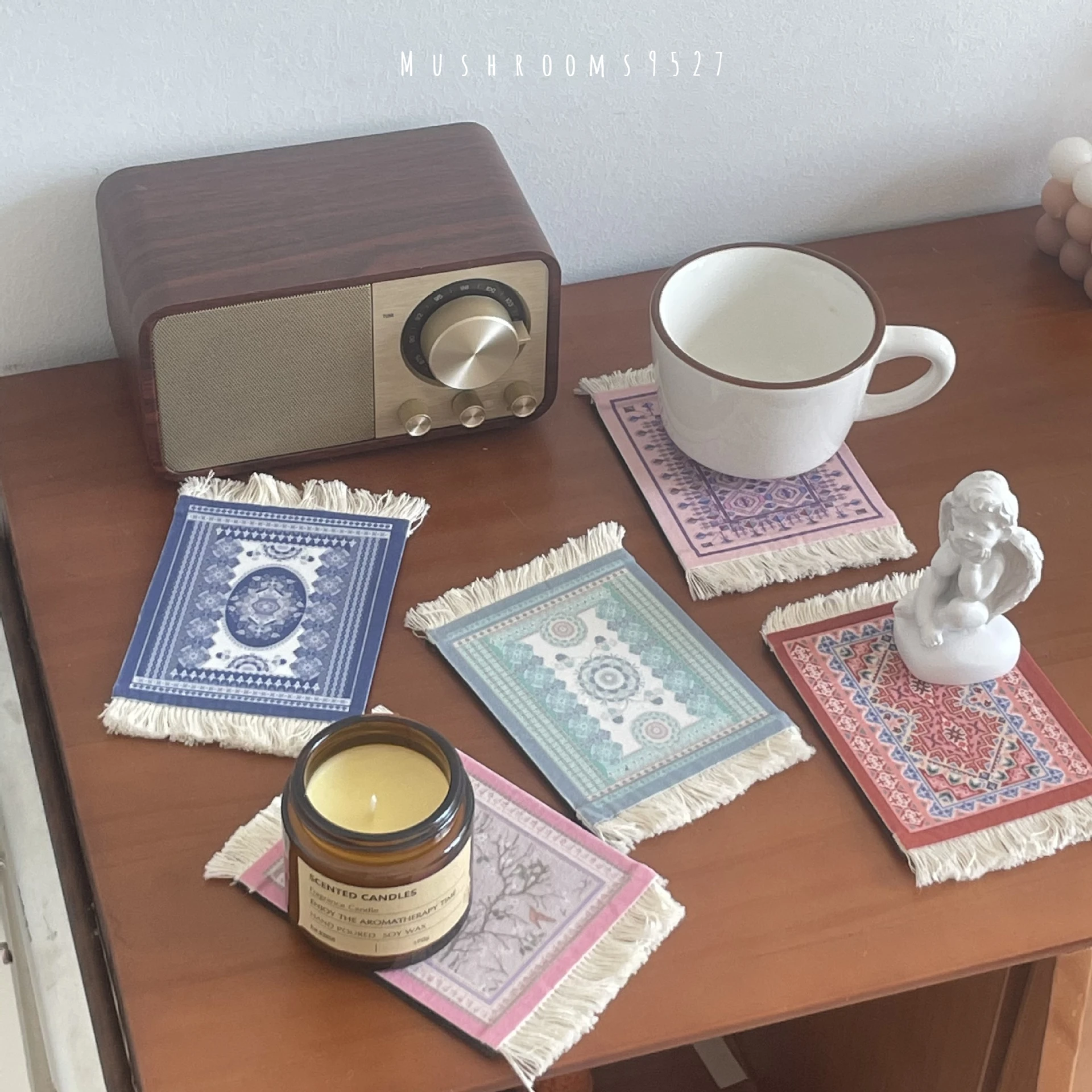 

Rustic Persian Mia Tassel Coaster Ethnic Wind Non-slip Insulation Mat Placemat Photo Background Props Printing Coaster