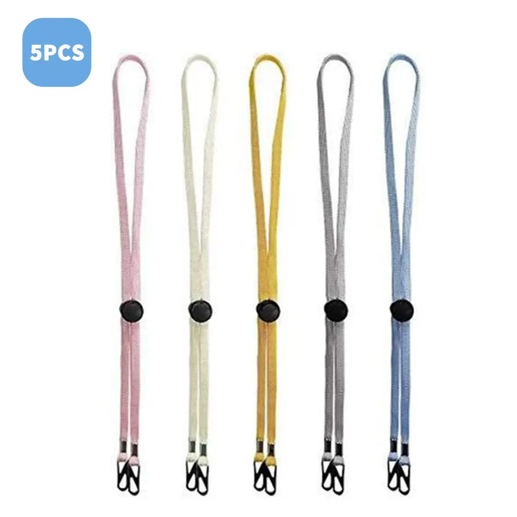 

5pcs Adjustable Mask Rope Adjustment Buckle Nylon + Spandex Material Non-slip Durable Flat Buckle + Mask Rope