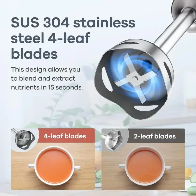 Погружной блендер AiDot Ganiza Ручной 5 в 1 16-скоростной ручной с лезвием из нержавеющей