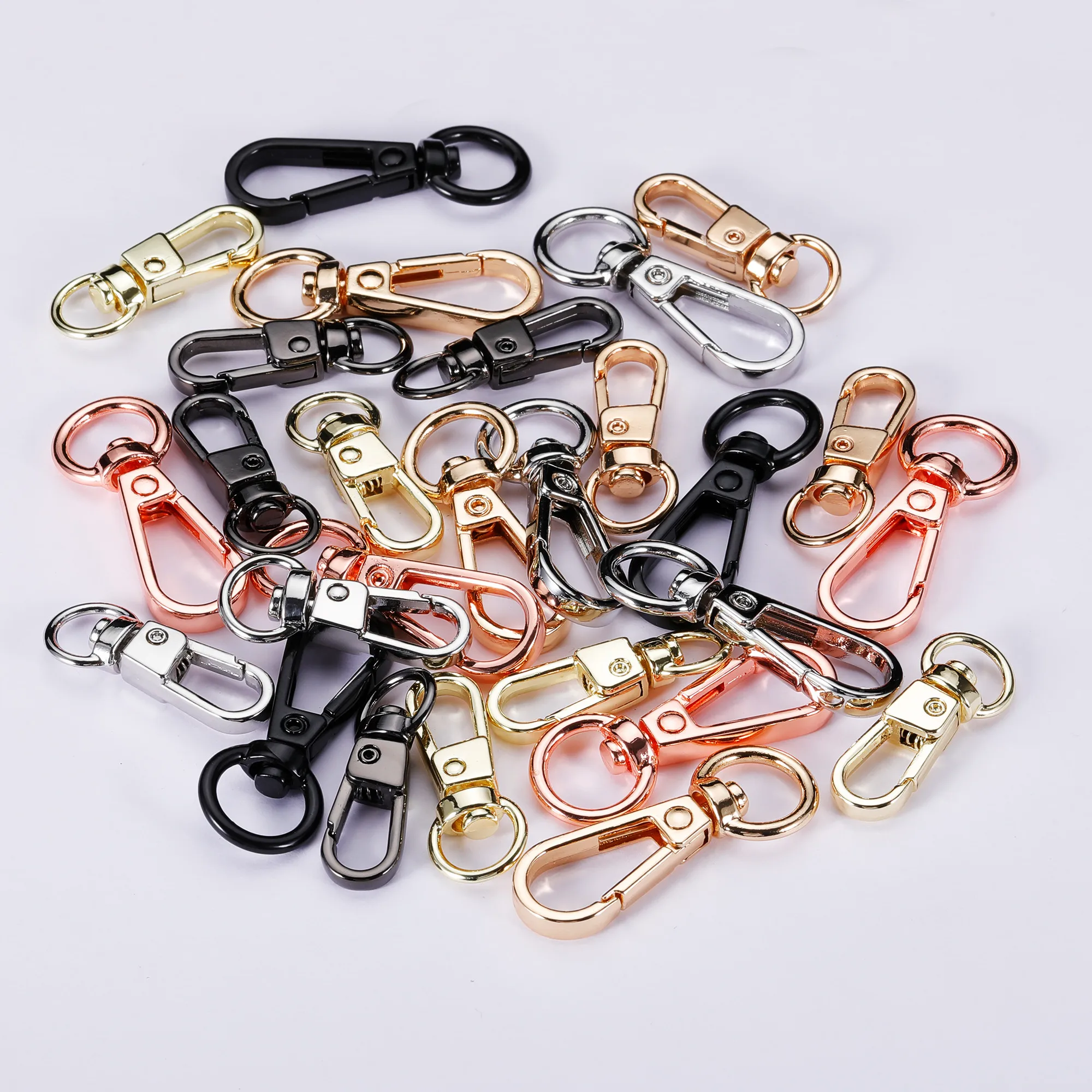 5pcs Metal Swivel O-ring Eye Snap Hook Trigger Clasps Clips for Leather Craft Bag Strap Belt Webbing Keychain S Size Wholesale