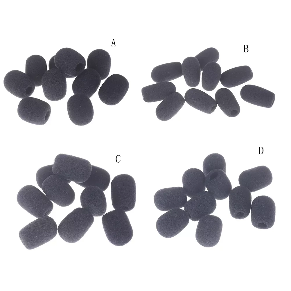 10PCS Microphone Headset Grill Windscreen Sponge Foam Black Mic Cover